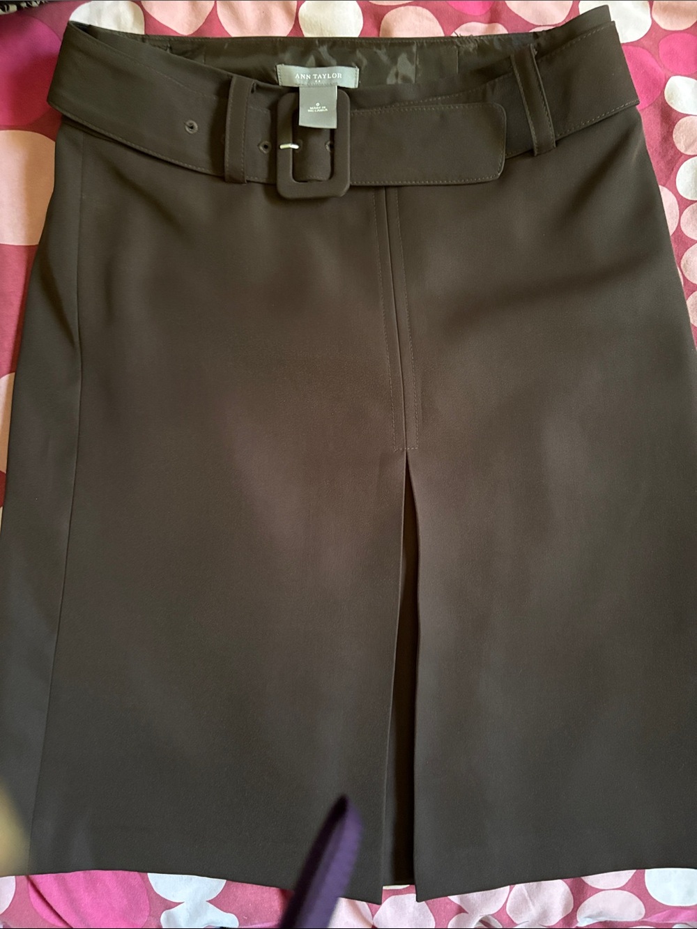 Ann Taylor Brown Belted Skort with Front Slit